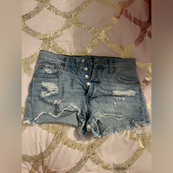 ripped denim boyfriend shorts - Picture 1 of 9